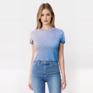 Brandy Melville Striped Crop Top EUC Blue and White